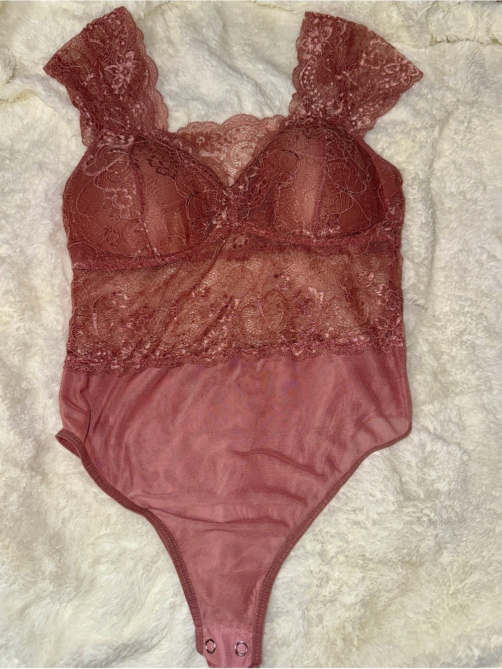 Lace Bodysuit in Dusty Rose